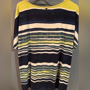 Pure Striped Navy and Green Women's Top XL
